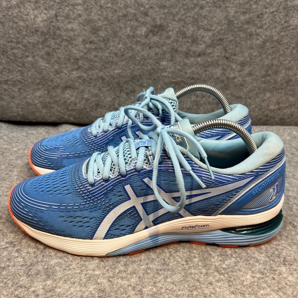 Asics Gel Nimbus 21 Women‎ Running Shoes Blue Orange Athletic Sneakers Size 11 - Picture 3 of 9
